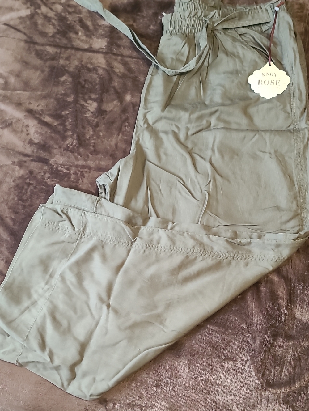 Knox Rose Olive Wide-Leg Drawstring Pants